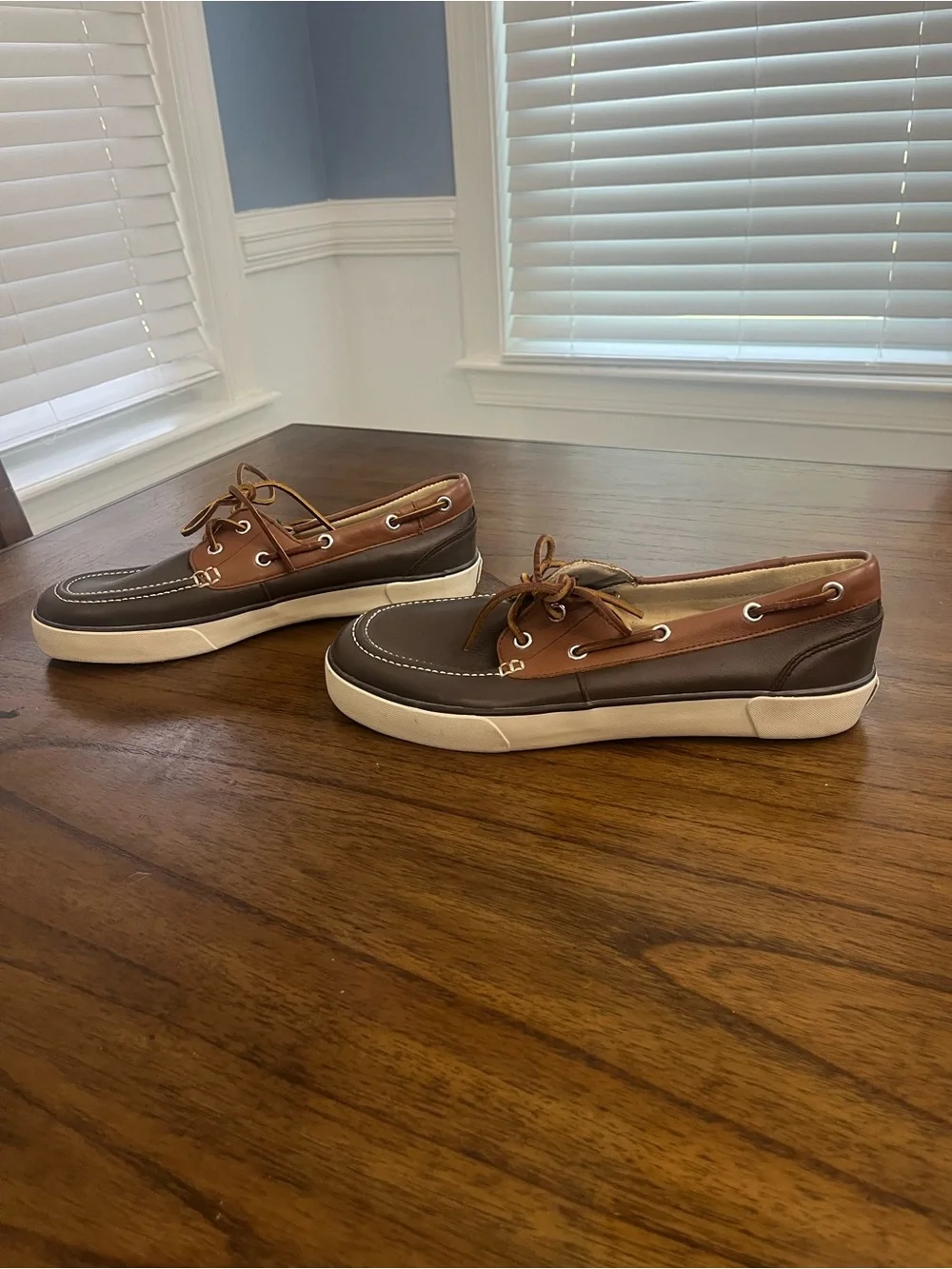 Polo Ralph Lauren Sander Two-Tone Leather Boat Shoes Brown Mens 9D